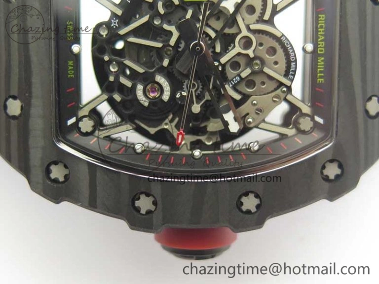 RM035-02 Rafael Nadal Forge Carbon Titanium Case KVF Best Edition Skeleton Dial Red on Blue Rubber Strap MIYOTA8215 V2