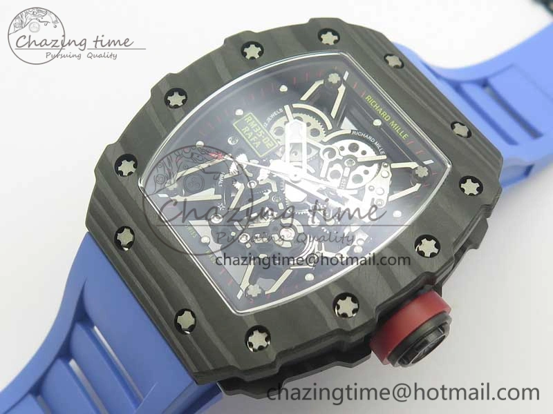 RM035-02 Rafael Nadal Forge Carbon Titanium Case KVF Best Edition Skeleton Dial Red on Blue Rubber Strap MIYOTA8215 V2