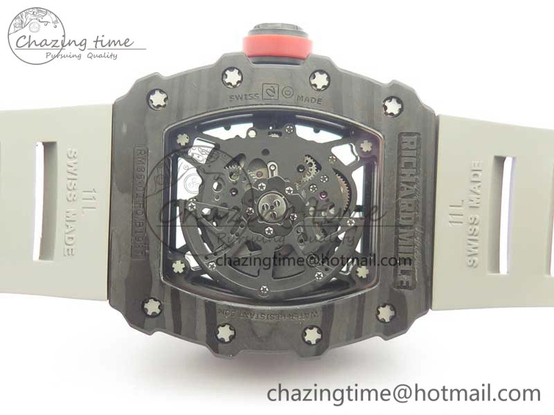 RM035-02 Rafael Nadal Forge Carbon Titanium Case KVF Best Edition Skeleton Dial Red on Gray Rubber Strap MIYOTA8215 V2