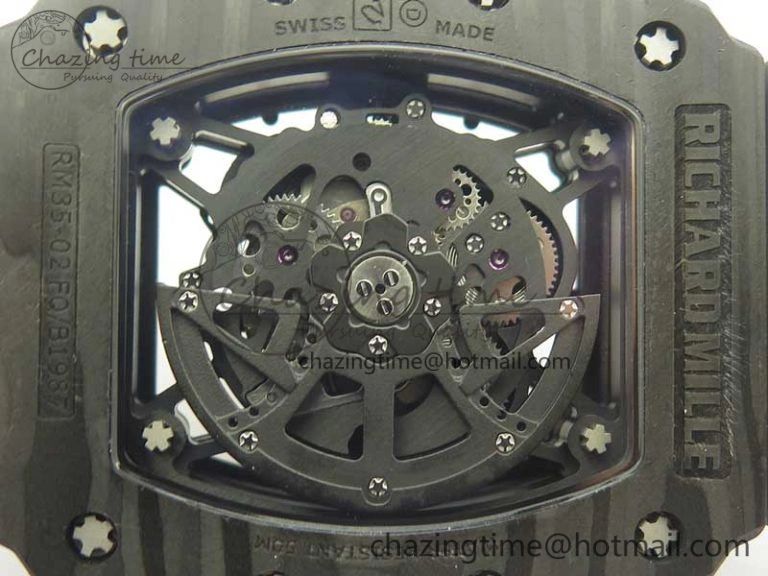 RM035-02 Rafael Nadal Forge Carbon Titanium Case KVF Best Edition Skeleton Dial Red on Gray Rubber Strap MIYOTA8215 V2
