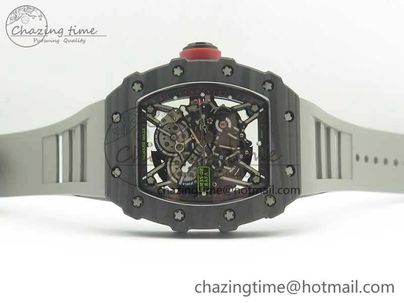 RM035-02 Rafael Nadal Forge Carbon Titanium Case KVF Best Edition Skeleton Dial Red on Gray Rubber Strap MIYOTA8215 V2