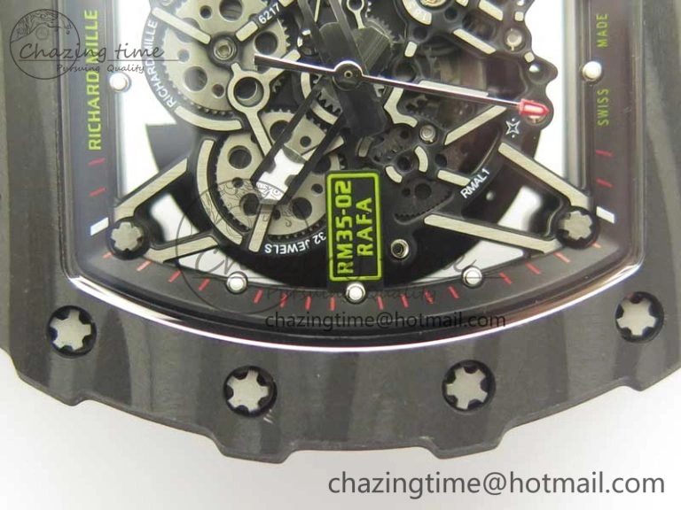 RM035-02 Rafael Nadal Forge Carbon Titanium Case KVF Best Edition Skeleton Dial Red on Gray Rubber Strap MIYOTA8215 V2