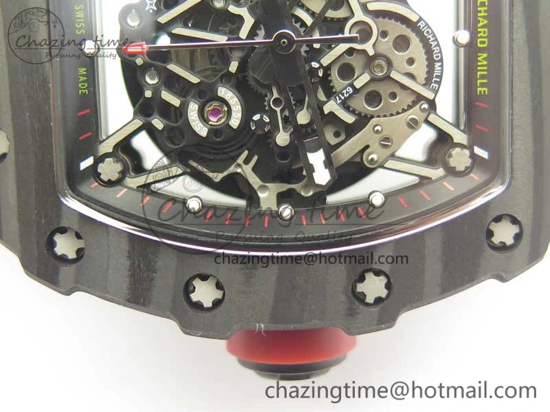 RM035-02 Rafael Nadal Forge Carbon Titanium Case KVF Best Edition Skeleton Dial Red on Gray Rubber Strap MIYOTA8215 V2