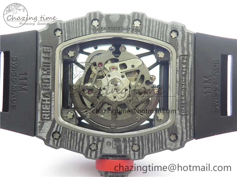 RM035-02 Real Forge Carbon Z+F 1:1 Best Edition Skeleton Dial on Black Rubber Strap NH05A