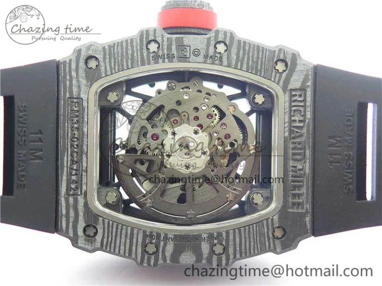 RM035-02 Real Forge Carbon Z+F 1:1 Best Edition Skeleton Dial on Black Rubber Strap NH05A