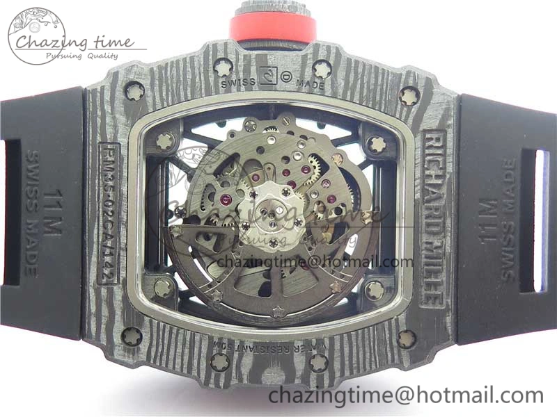 RM035-02 Real Forge Carbon Z+F 1:1 Best Edition Skeleton Dial on Black Rubber Strap NH05A