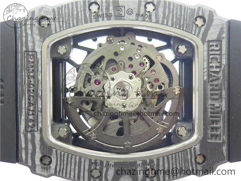 RM035-02 Real Forge Carbon Z+F 1:1 Best Edition Skeleton Dial on Black Rubber Strap NH05A