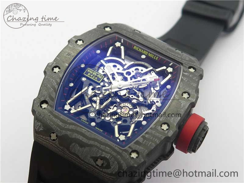 RM035-02 Real Forge Carbon Z+F 1:1 Best Edition Skeleton Dial on Black Rubber Strap NH05A