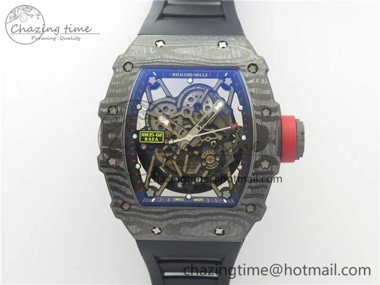 RM035-02 Real Forge Carbon Z+F 1:1 Best Edition Skeleton Dial on Black Rubber Strap NH05A