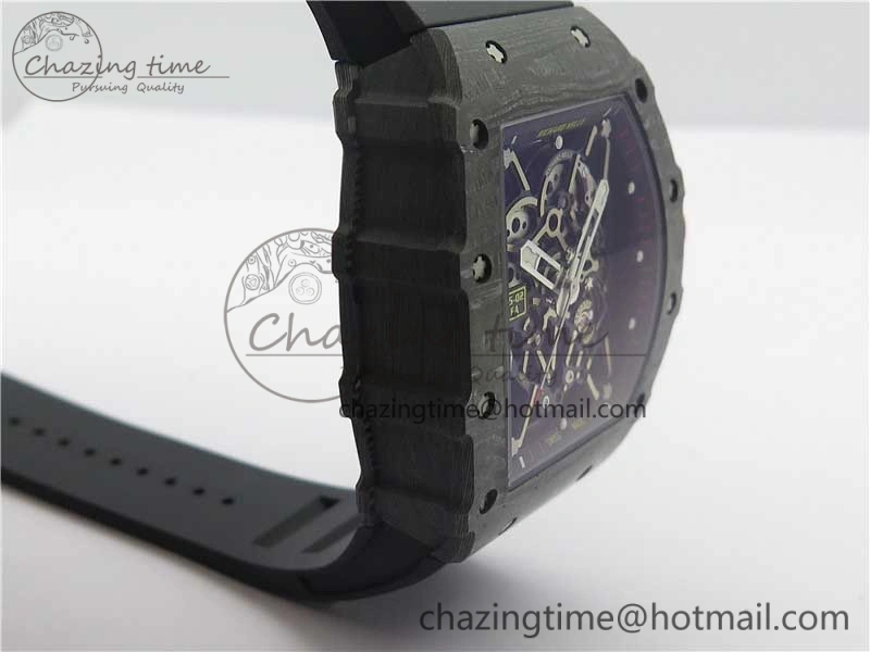 RM035-02 Real Forge Carbon Z+F 1:1 Best Edition Skeleton Dial on Black Rubber Strap NH05A