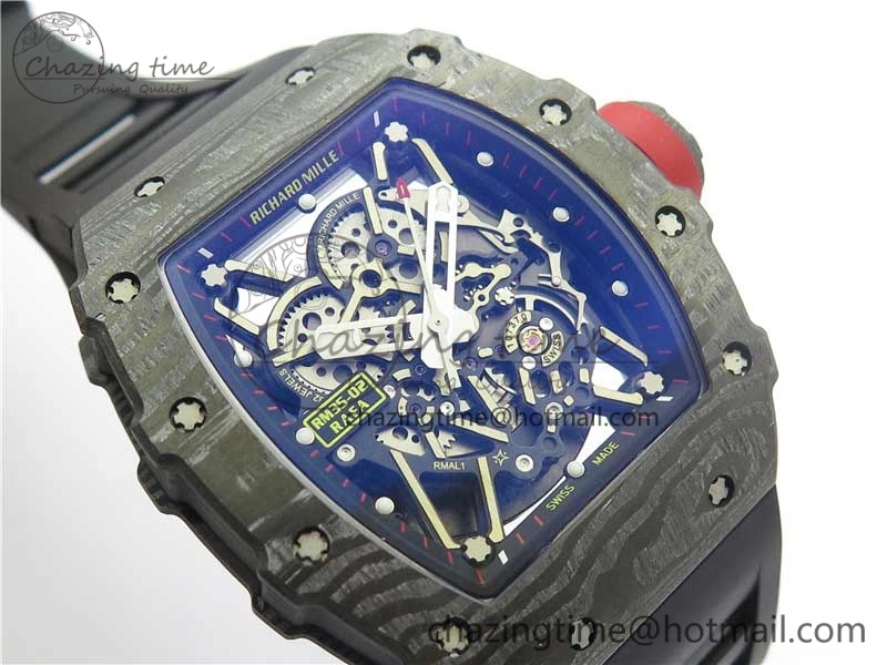 RM035-02 Real Forge Carbon Z+F 1:1 Best Edition Skeleton Dial on Black Rubber Strap NH05A