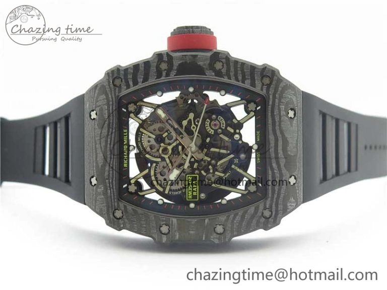 RM035-02 Real Forge Carbon Z+F 1:1 Best Edition Skeleton Dial on Black Rubber Strap NH05A