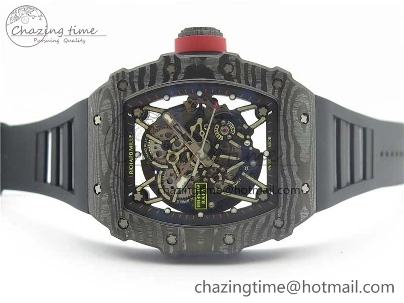 RM035-02 Real Forge Carbon Z+F 1:1 Best Edition Skeleton Dial on Black Rubber Strap NH05A