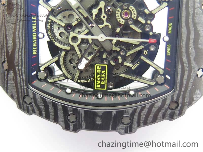 RM035-02 Real Forge Carbon Z+F 1:1 Best Edition Skeleton Dial on Black Rubber Strap NH05A
