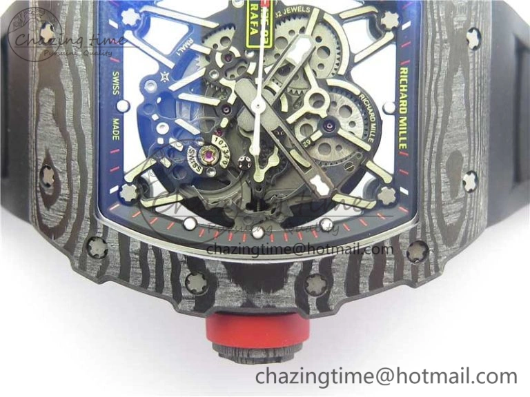 RM035-02 Real Forge Carbon Z+F 1:1 Best Edition Skeleton Dial on Black Rubber Strap NH05A