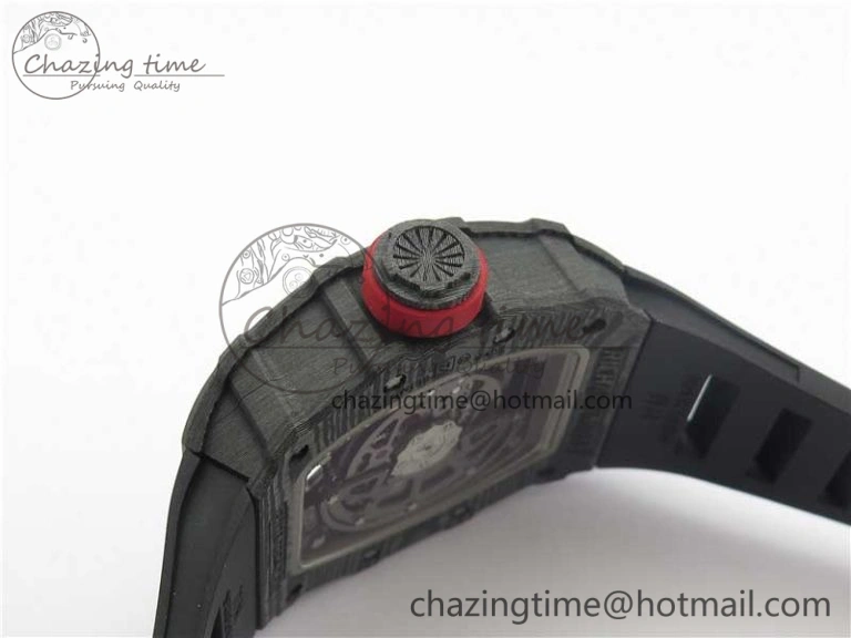 RM035-02 Real Forge Carbon Z+F 1:1 Best Edition Skeleton Dial on Black Rubber Strap NH05A