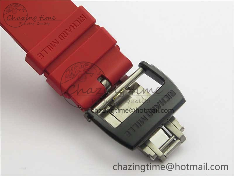 RM035-02 Real Forge Carbon Z+F 1:1 Best Edition Skeleton Dial on Red Rubber Strap NH05A