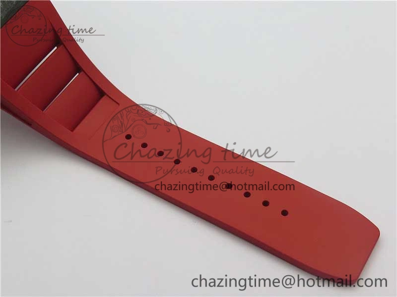 RM035-02 Real Forge Carbon Z+F 1:1 Best Edition Skeleton Dial on Red Rubber Strap NH05A