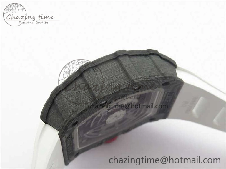 RM035-02 Real Forge Carbon Z+F 1:1 Best Edition Skeleton Dial on White Rubber Strap NH05A