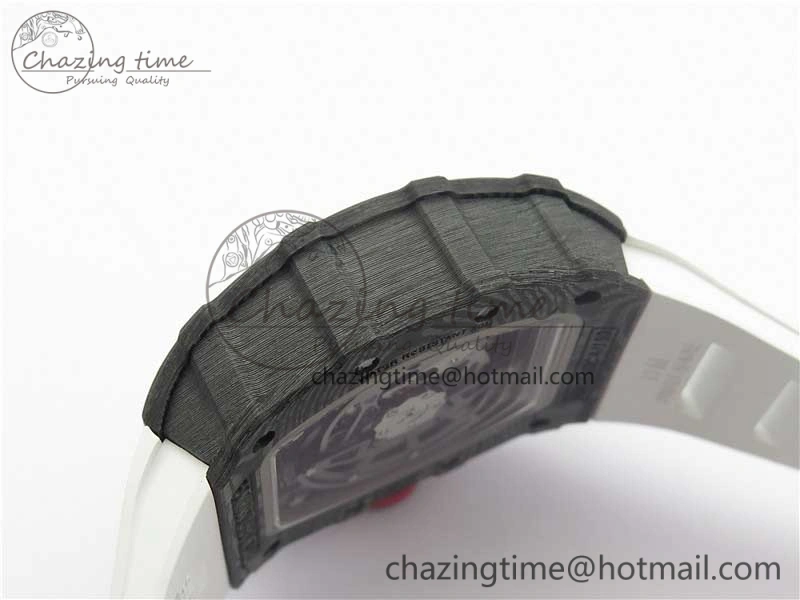 RM035-02 Real Forge Carbon Z+F 1:1 Best Edition Skeleton Dial on White Rubber Strap NH05A