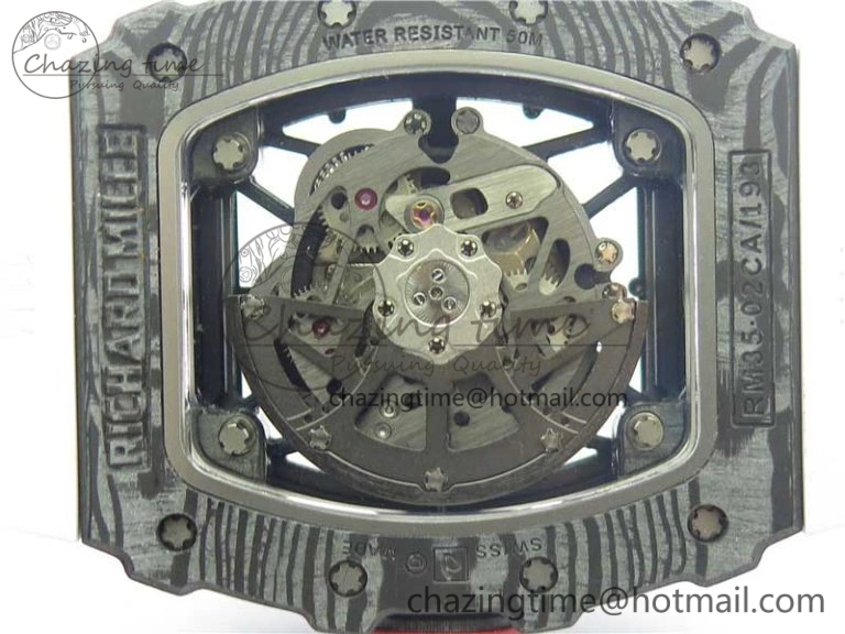 RM035-02 Real Forge Carbon Z+F 1:1 Best Edition Skeleton Dial on White Rubber Strap NH05A