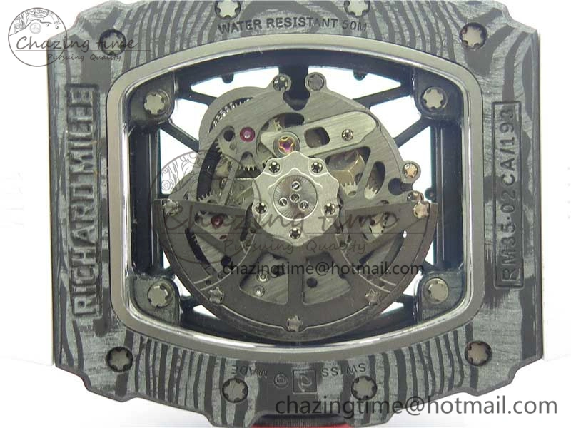 RM035-02 Real Forge Carbon Z+F 1:1 Best Edition Skeleton Dial on White Rubber Strap NH05A