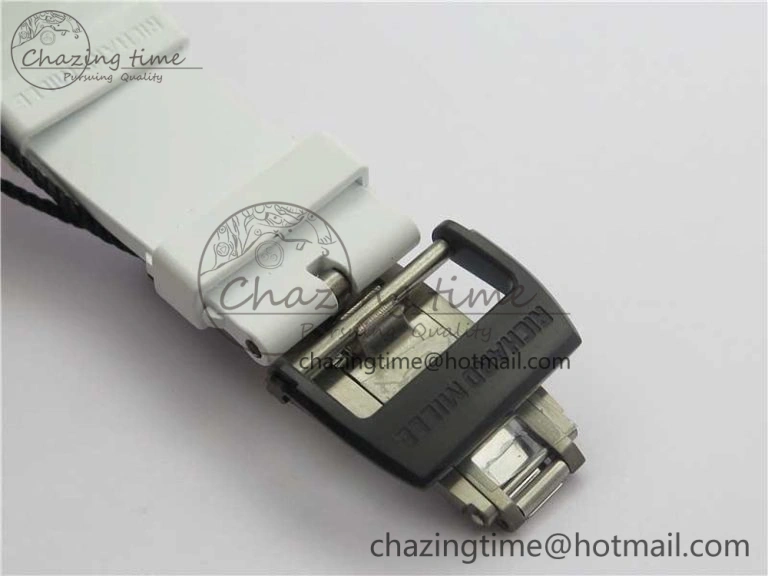 RM035-02 Real Forge Carbon Z+F 1:1 Best Edition Skeleton Dial on White Rubber Strap NH05A