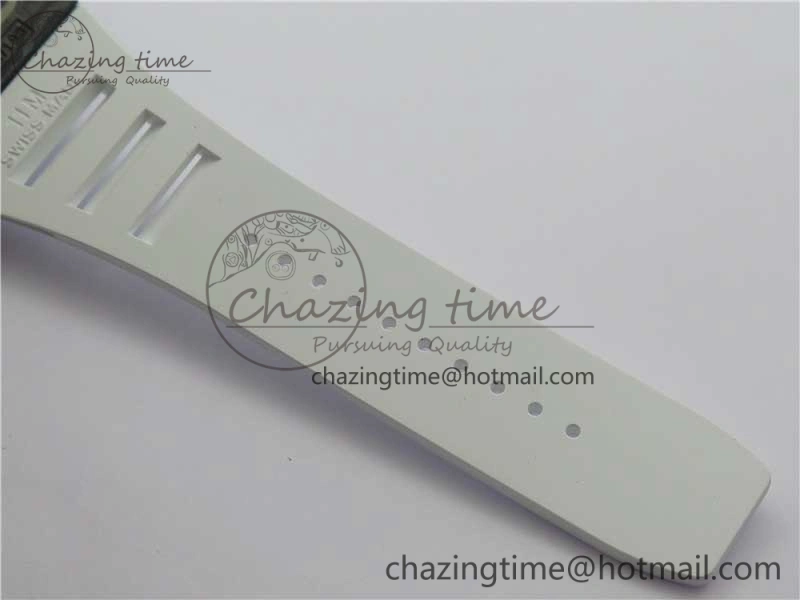RM035-02 Real Forge Carbon Z+F 1:1 Best Edition Skeleton Dial on White Rubber Strap NH05A