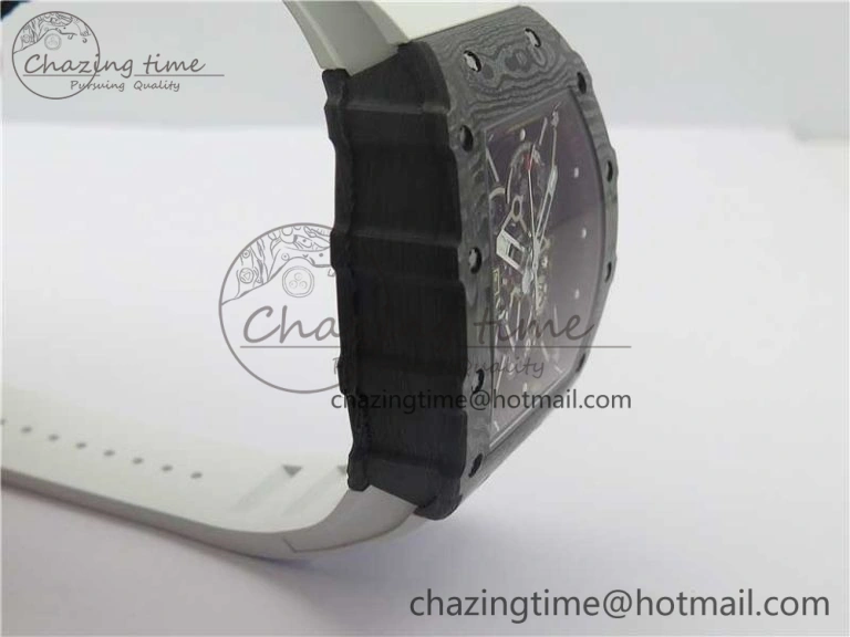 RM035-02 Real Forge Carbon Z+F 1:1 Best Edition Skeleton Dial on White Rubber Strap NH05A