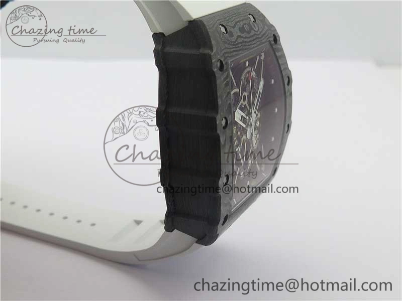 RM035-02 Real Forge Carbon Z+F 1:1 Best Edition Skeleton Dial on White Rubber Strap NH05A