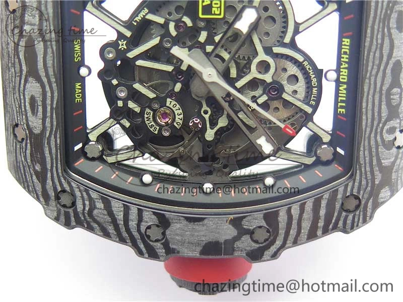 RM035-02 Real Forge Carbon Z+F 1:1 Best Edition Skeleton Dial on White Rubber Strap NH05A