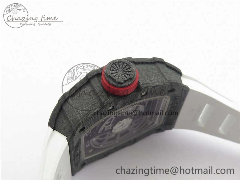 RM035-02 Real Forge Carbon Z+F 1:1 Best Edition Skeleton Dial on White Rubber Strap NH05A