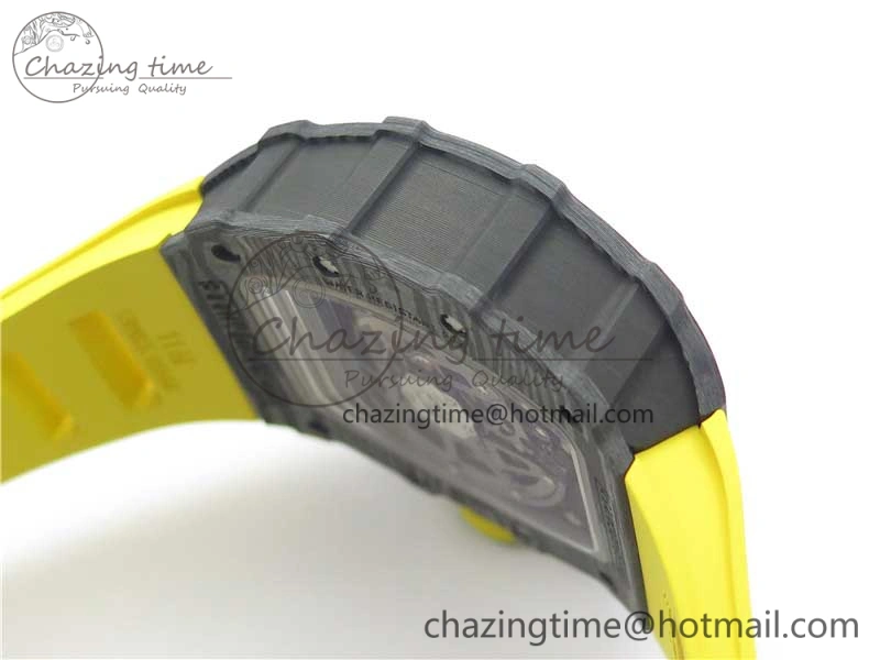RM035-02 Real Forge Carbon Z+F 1:1 Best Edition Skeleton Dial on Yellow Rubber Strap NH05A