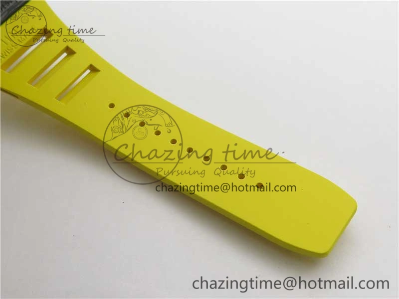 RM035-02 Real Forge Carbon Z+F 1:1 Best Edition Skeleton Dial on Yellow Rubber Strap NH05A