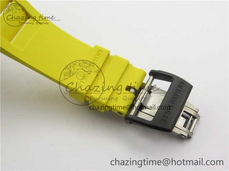 RM035-02 Real Forge Carbon Z+F 1:1 Best Edition Skeleton Dial on Yellow Rubber Strap NH05A