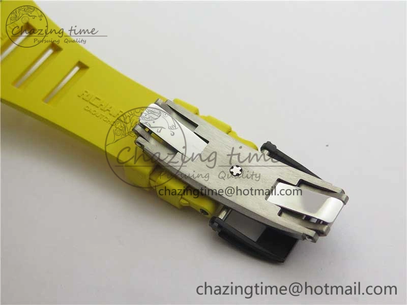 RM035-02 Real Forge Carbon Z+F 1:1 Best Edition Skeleton Dial on Yellow Rubber Strap NH05A
