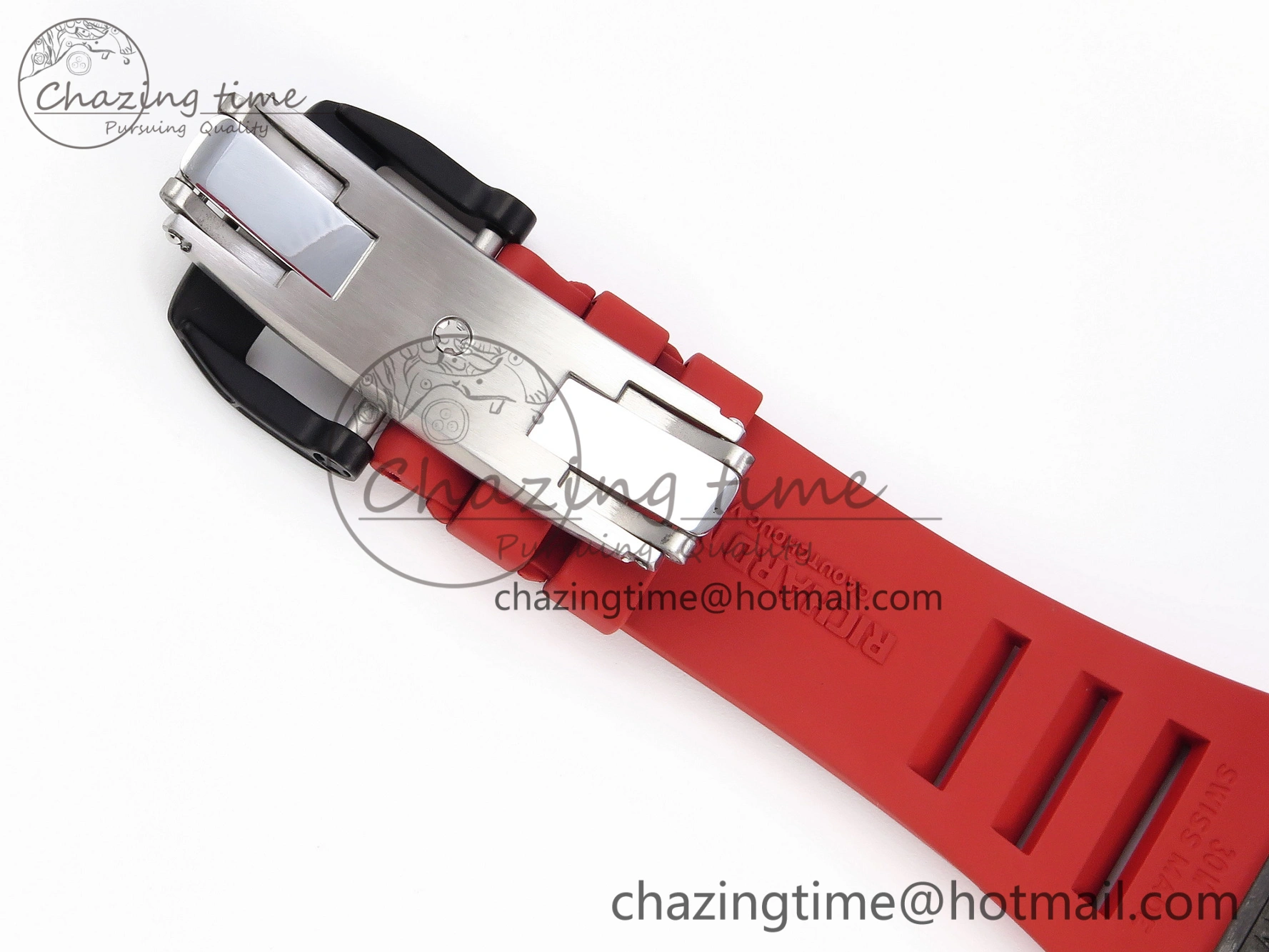 RM035-02 Real NTPT T+F 1:1 Best Edition Skeleton Dial on Red Rubber Strap