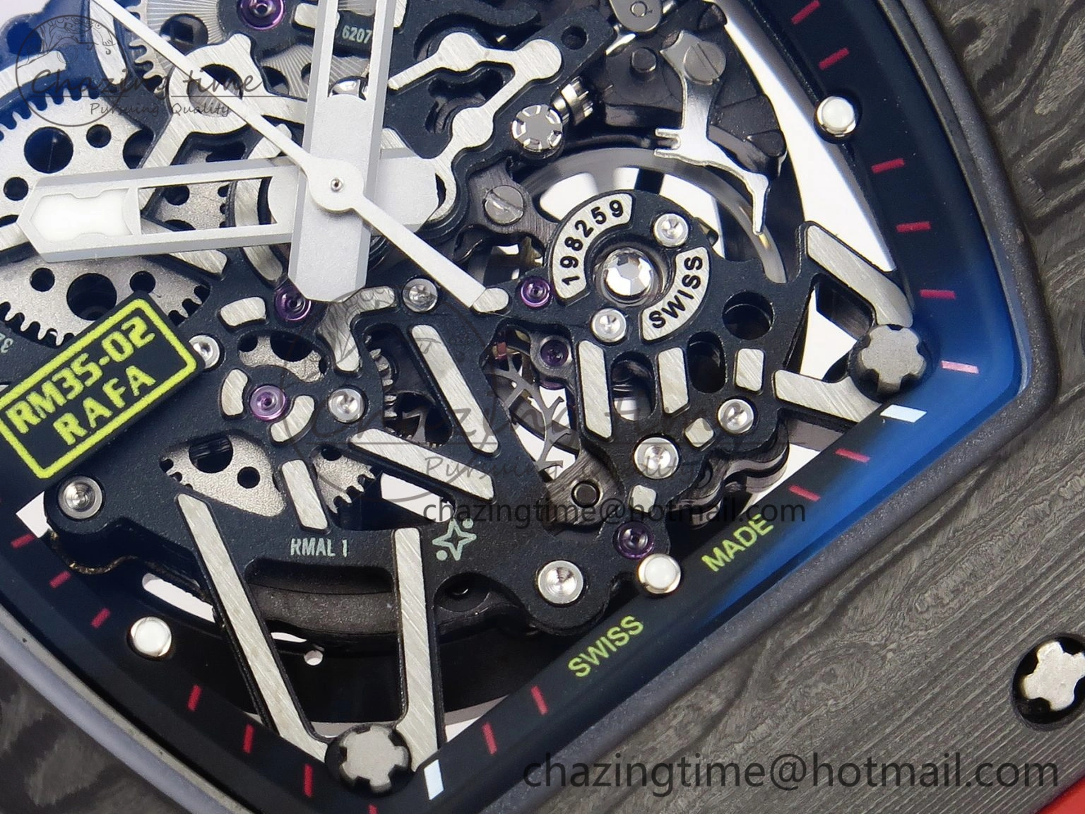 RM035-02 Real NTPT T+F 1:1 Best Edition Skeleton Dial on Red Rubber Strap