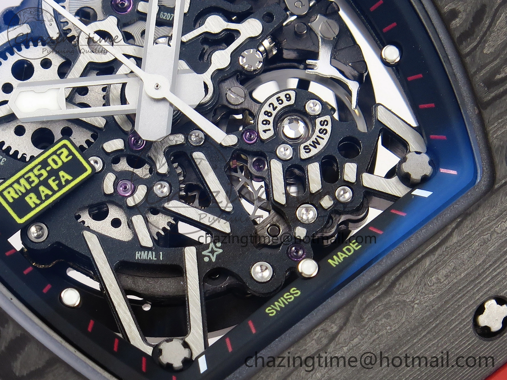 RM035-02 Real NTPT T+F 1:1 Best Edition Skeleton Dial on Red Rubber Strap