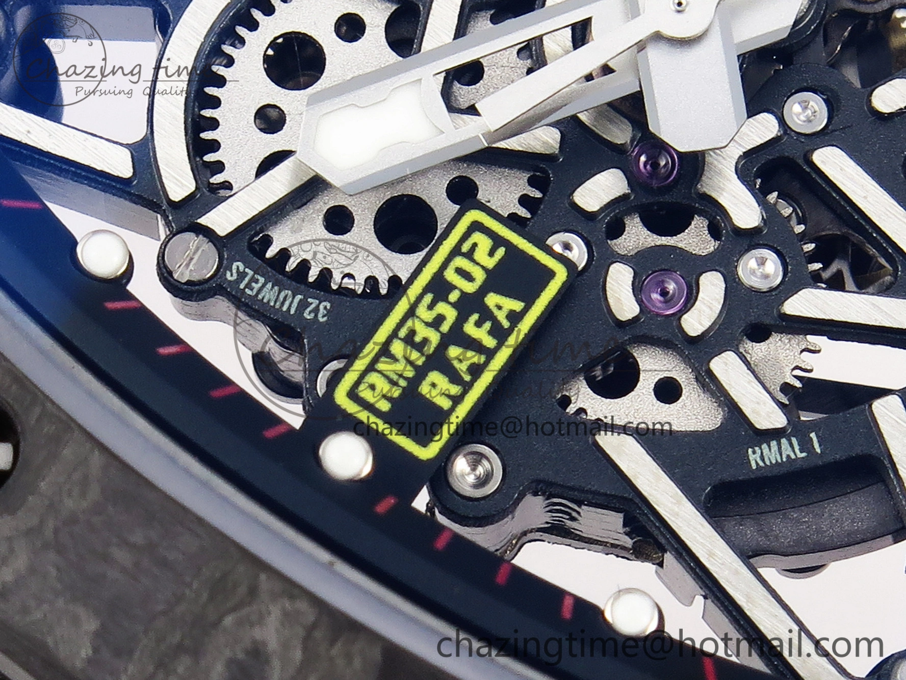RM035-02 Real NTPT T+F 1:1 Best Edition Skeleton Dial on Red Rubber Strap