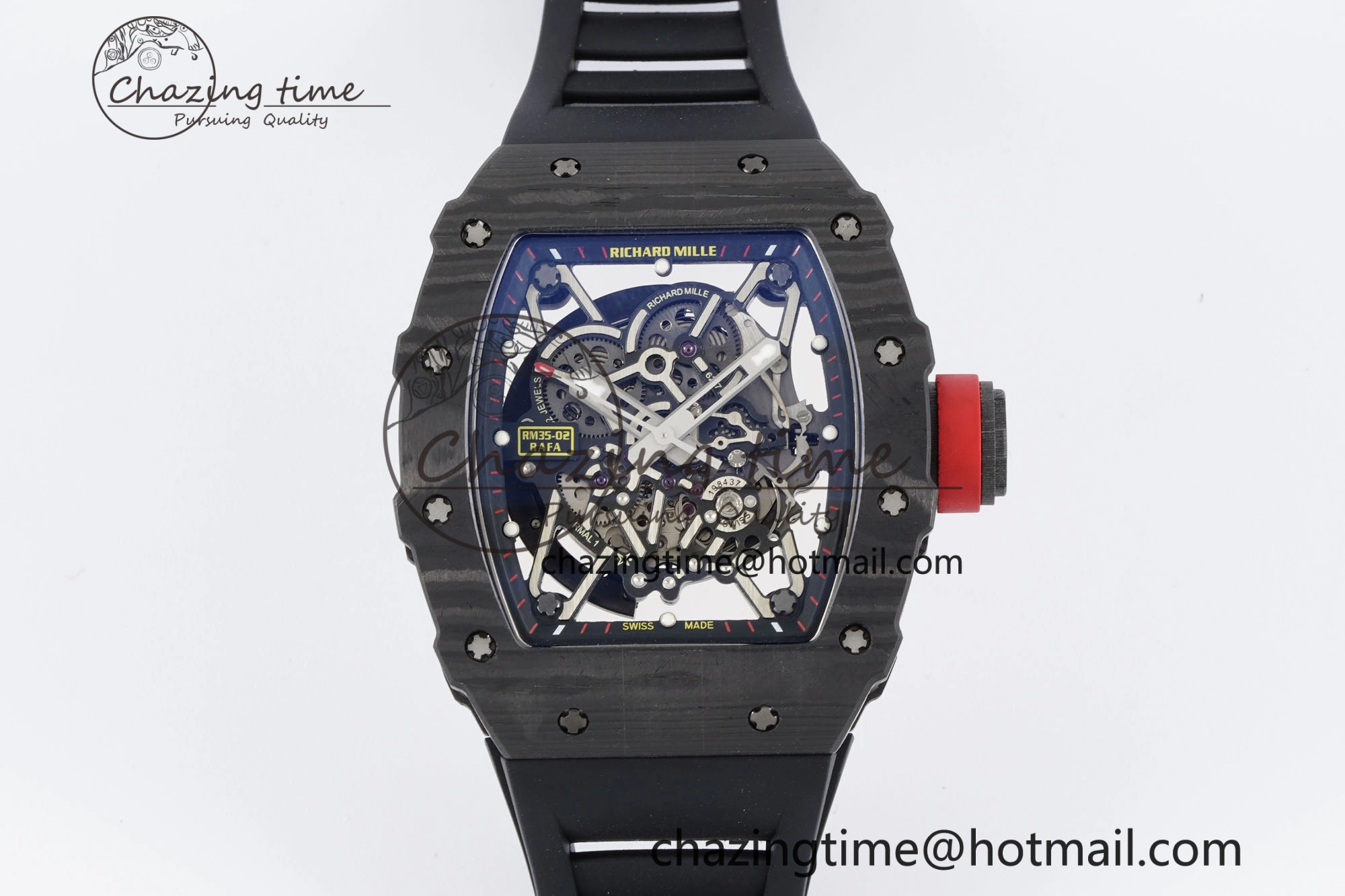 RM035-02 Real NTPT ZF 1:1 Best Edition Skeleton Dial on Black Rubber Strap NH05A V3+