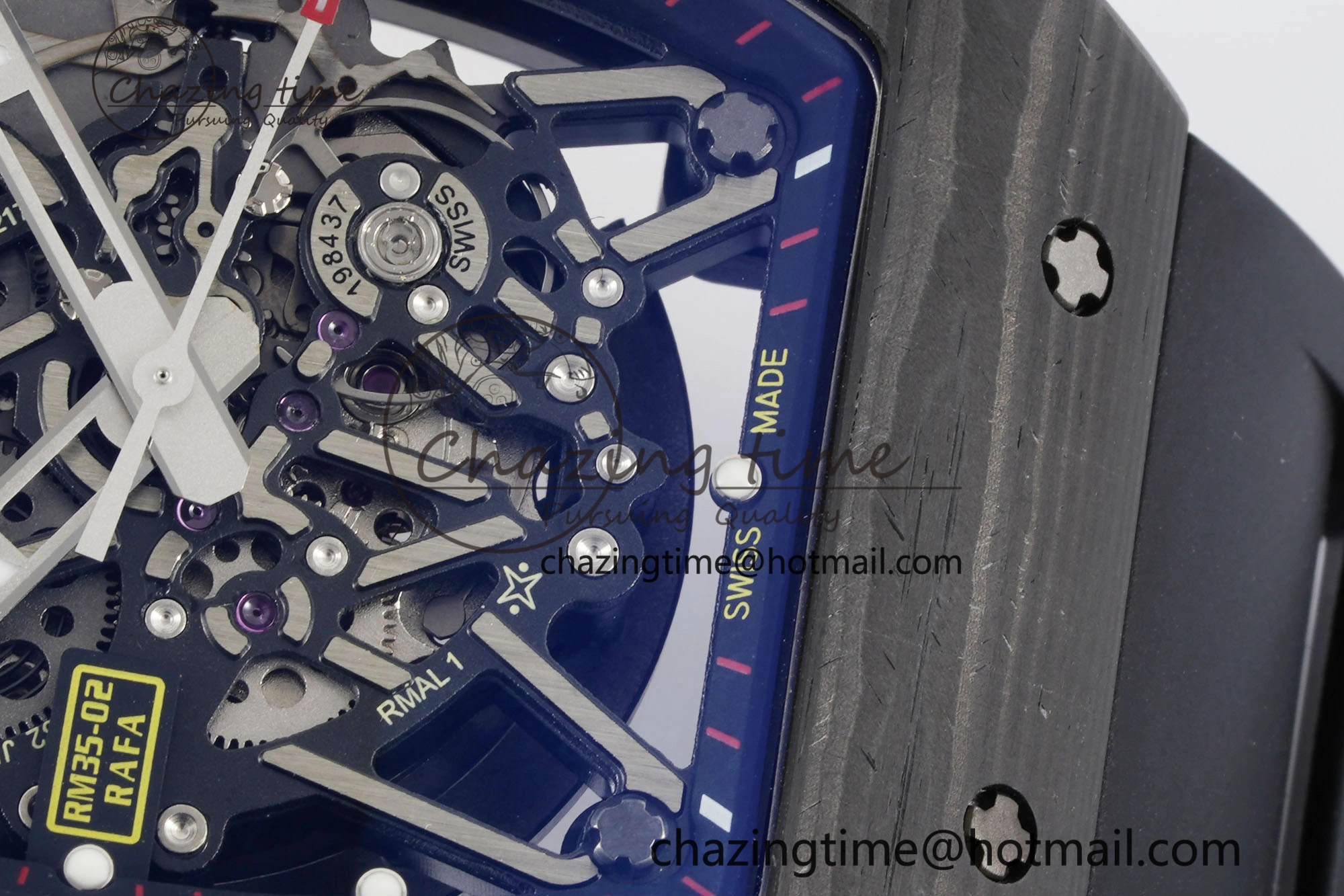 RM035-02 Real NTPT ZF 1:1 Best Edition Skeleton Dial on Black Rubber Strap NH05A V3+