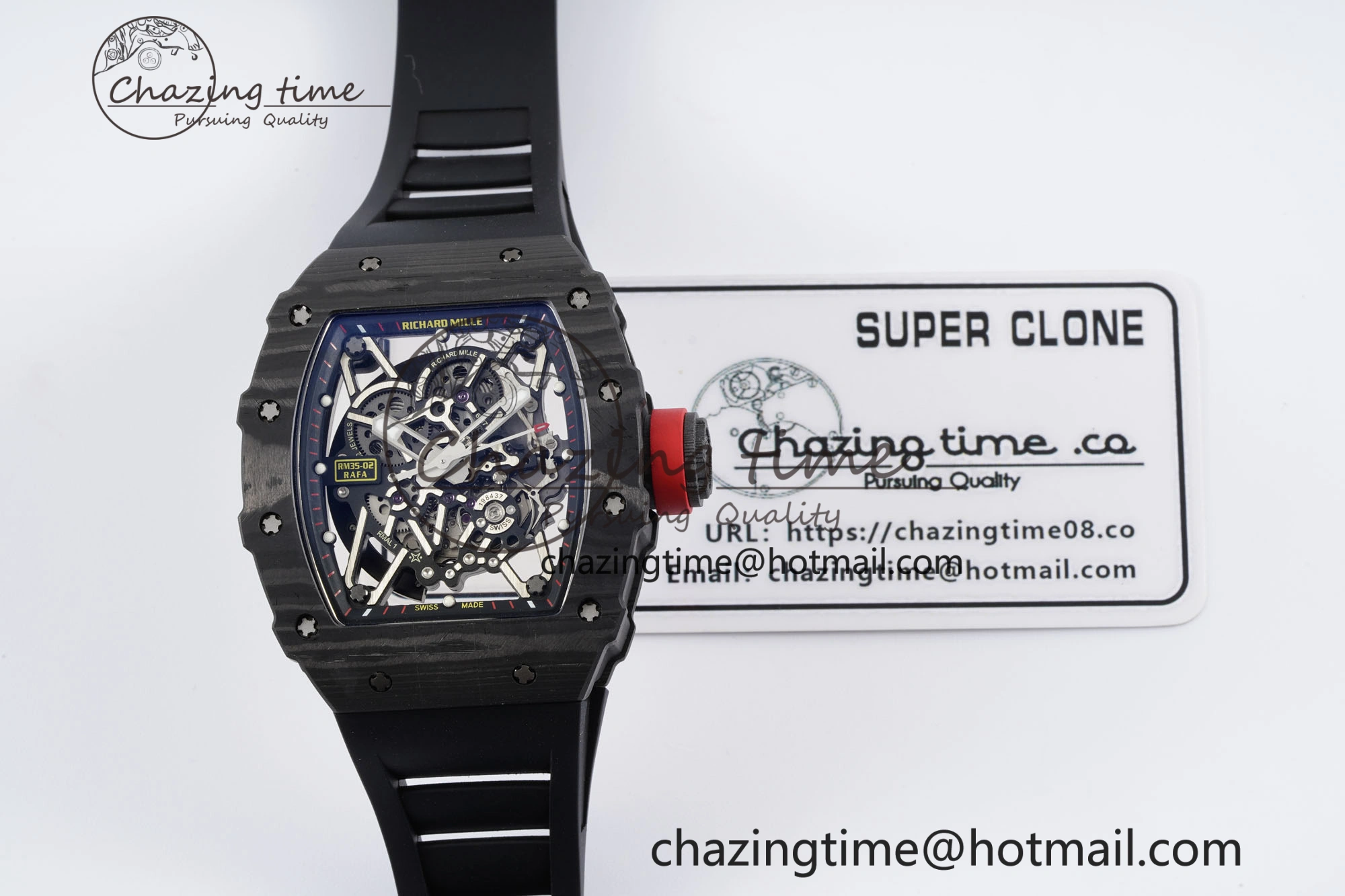 RM035-02 Real NTPT ZF 1:1 Best Edition Skeleton Dial on Black Rubber Strap NH05A V3+