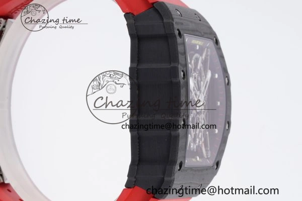 RM035-02 Real NTPT ZF 1:1 Best Edition Skeleton Dial on Red Rubber Strap NH05A V3+