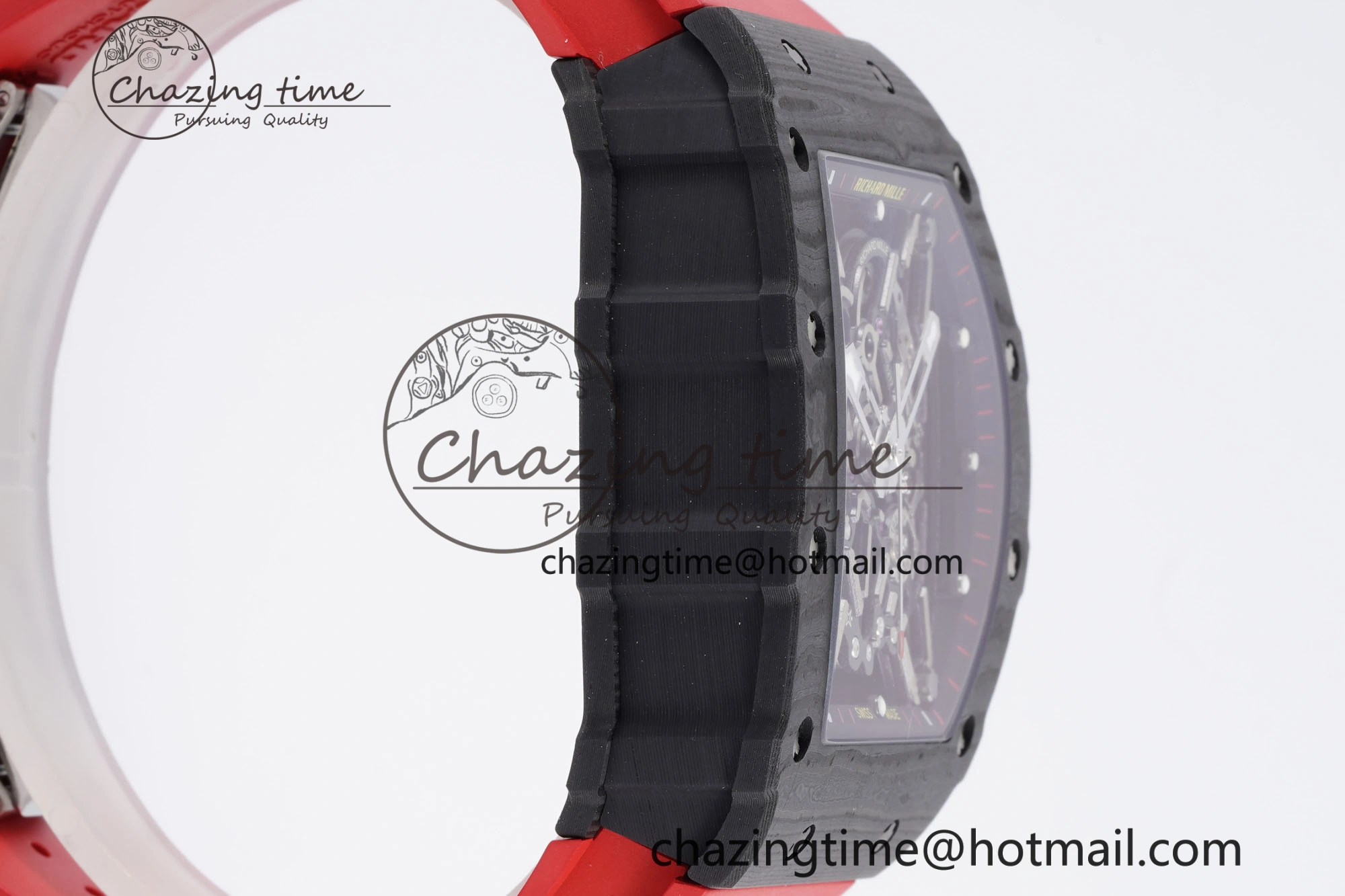 RM035-02 Real NTPT ZF 1:1 Best Edition Skeleton Dial on Red Rubber Strap NH05A V3+