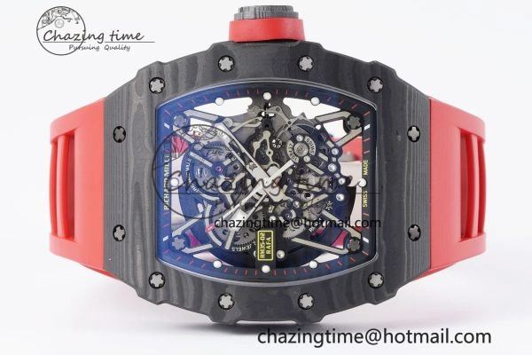 RM035-02 Real NTPT ZF 1:1 Best Edition Skeleton Dial on Red Rubber Strap NH05A V3+