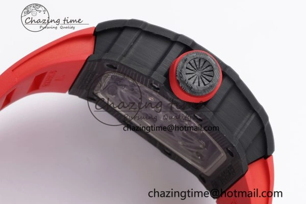 RM035-02 Real NTPT ZF 1:1 Best Edition Skeleton Dial on Red Rubber Strap NH05A V3+