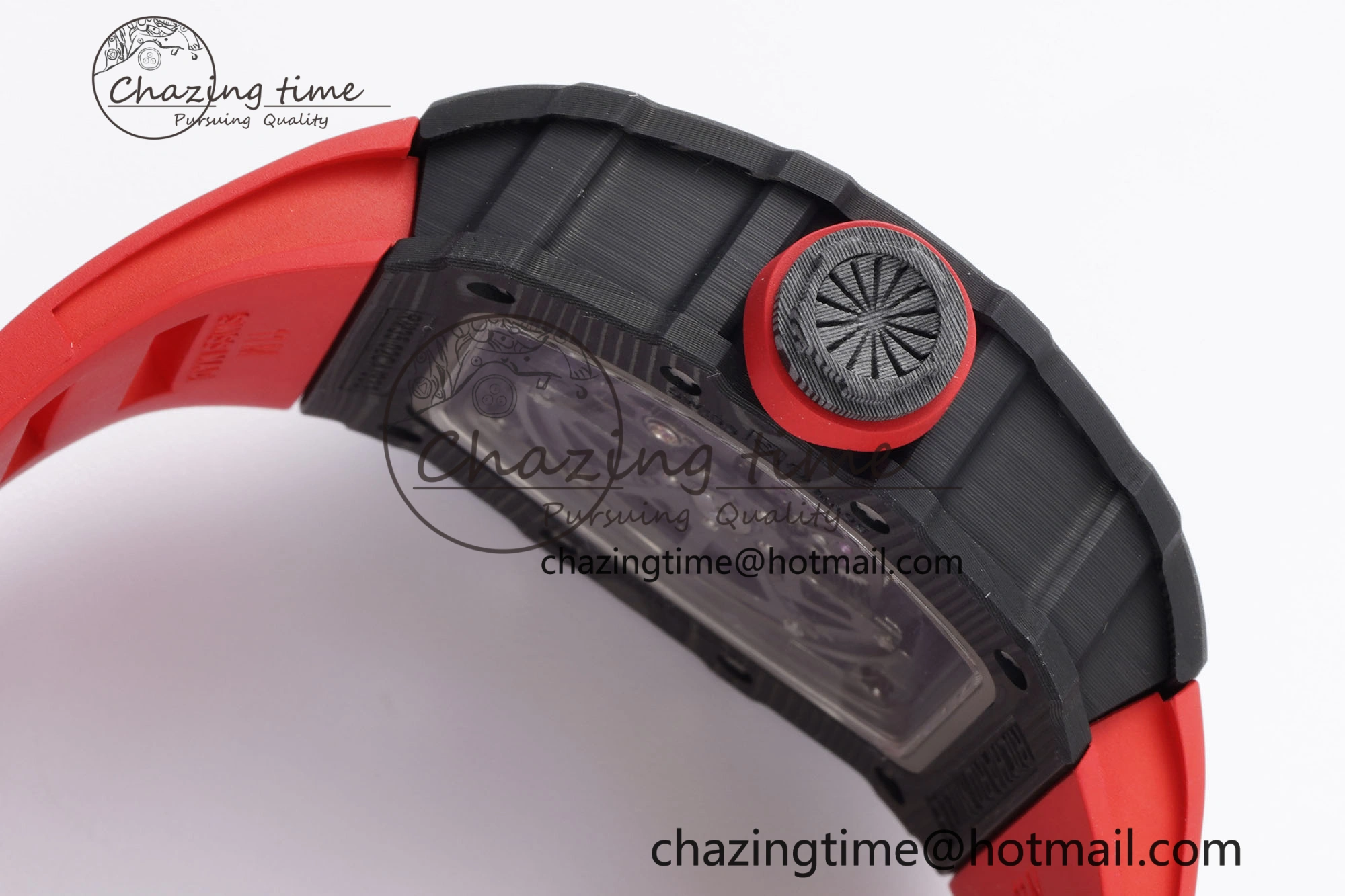 RM035-02 Real NTPT ZF 1:1 Best Edition Skeleton Dial on Red Rubber Strap NH05A V3+