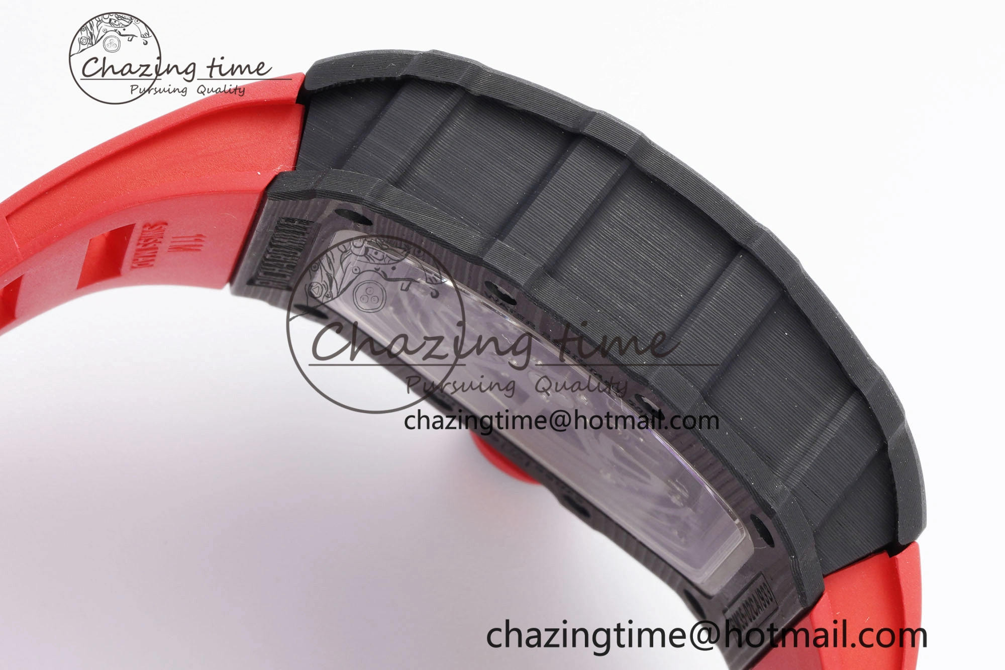 RM035-02 Real NTPT ZF 1:1 Best Edition Skeleton Dial on Red Rubber Strap NH05A V3+