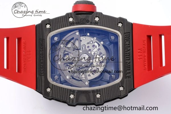 RM035-02 Real NTPT ZF 1:1 Best Edition Skeleton Dial on Red Rubber Strap NH05A V3+